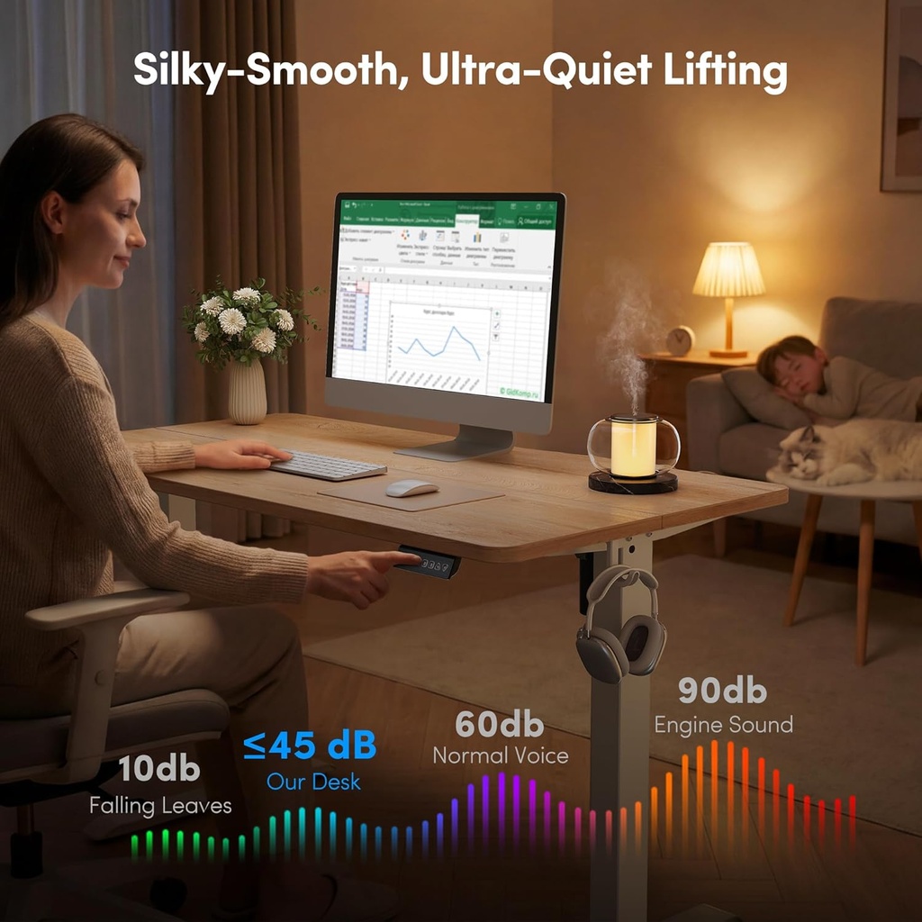 FEZIBO Escritorio, 48 × 24 pulgadas - altura eléctrica ajustable