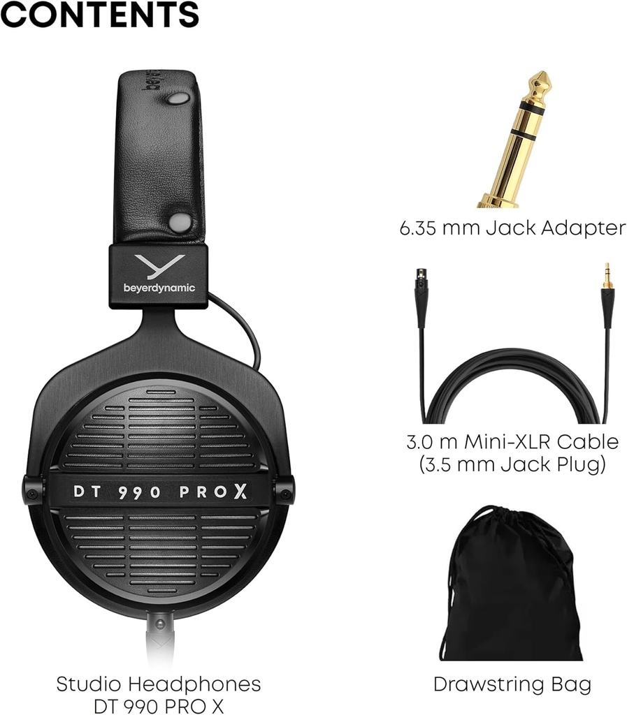 Beyerdynamic DT 990 Pro X - Audífonos de diadema para estudio con cable para mezcla, masterización y edición (abiertos) con cable desmontable, fabricados a mano en Alemania (48 ohmios, negro) 
