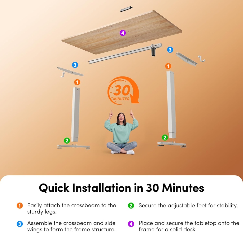 FEZIBO Escritorio, 48 × 24 pulgadas - altura eléctrica ajustable