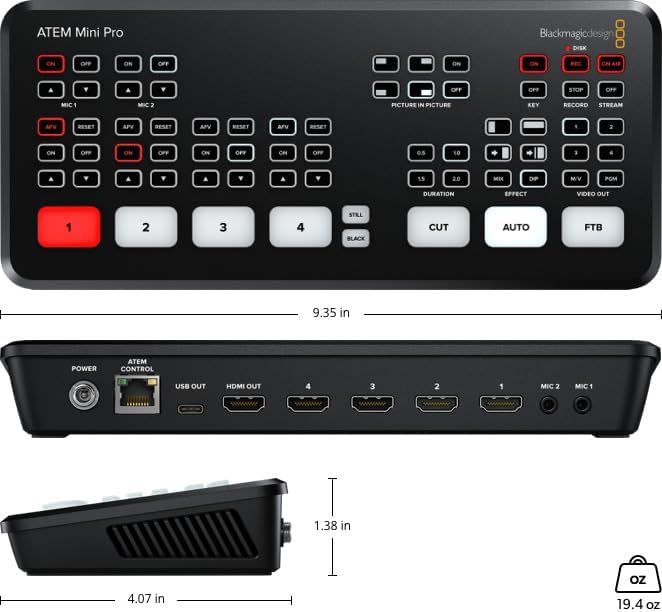 Blackmagic Design ATEM Mini Pro HDMI - Conmutador para transmisión en directo (SWATEMMINIBPR) 