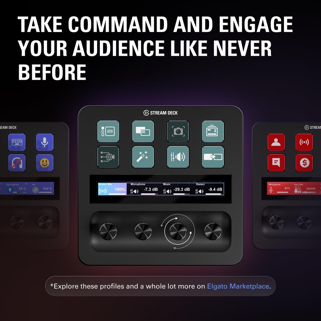 Elgato Stream Deck +, mezclador de audio, consola de producción y controlador de estudio para creadores de contenido, streaming, juegos, con diales de tira táctil personalizables y teclas LCD 