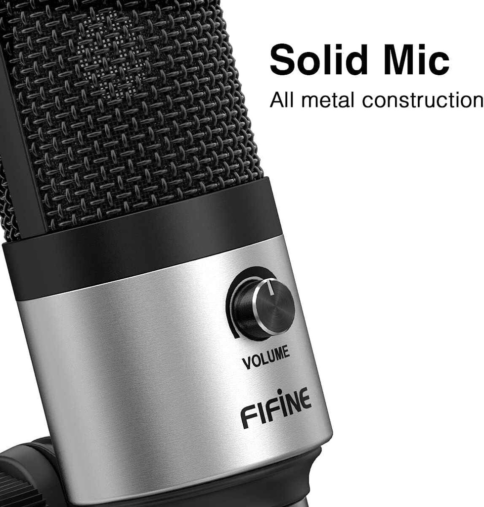 FIFINE USB Gaming Microphone for PC Desktop, PS4 and Mac, Gain Control, External Condenser Computer Mic for Streaming, Podcasting, Twitch, Discord, Green - K669G