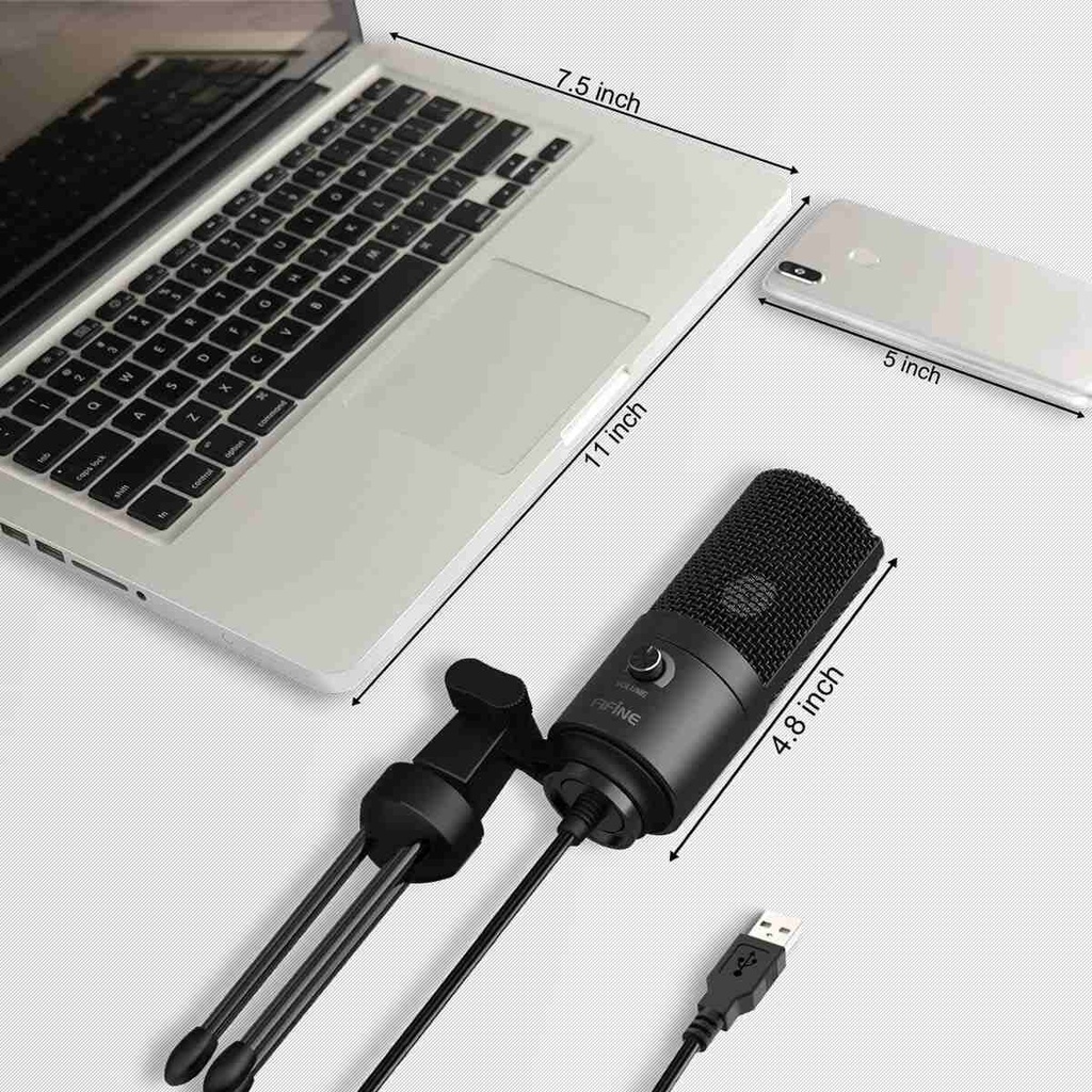 FIFINE USB Gaming Microphone for PC Desktop, PS4 and Mac, Gain Control, External Condenser Computer Mic for Streaming, Podcasting, Twitch, Discord, Green - K669G