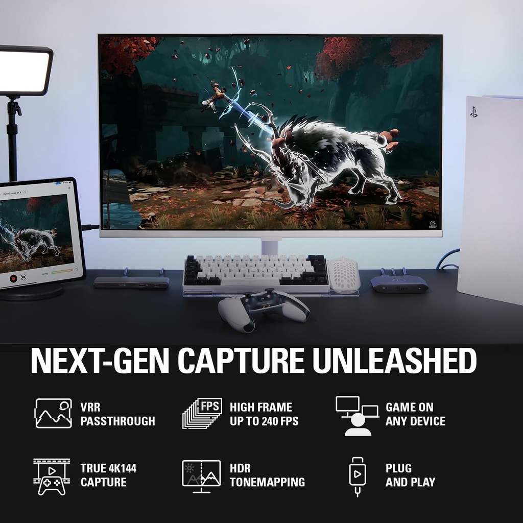 Elgato 4K X - Captura hasta 4K144 con latencia ultrabaja en PS5|Pro, Xbox Series X|S, Nintendo Switch 2, OBS y más, HDMI 2.1, VRR, HDR10, USB 3.2 Gen 2, para transmisión y grabación, PC, Mac | iPad 