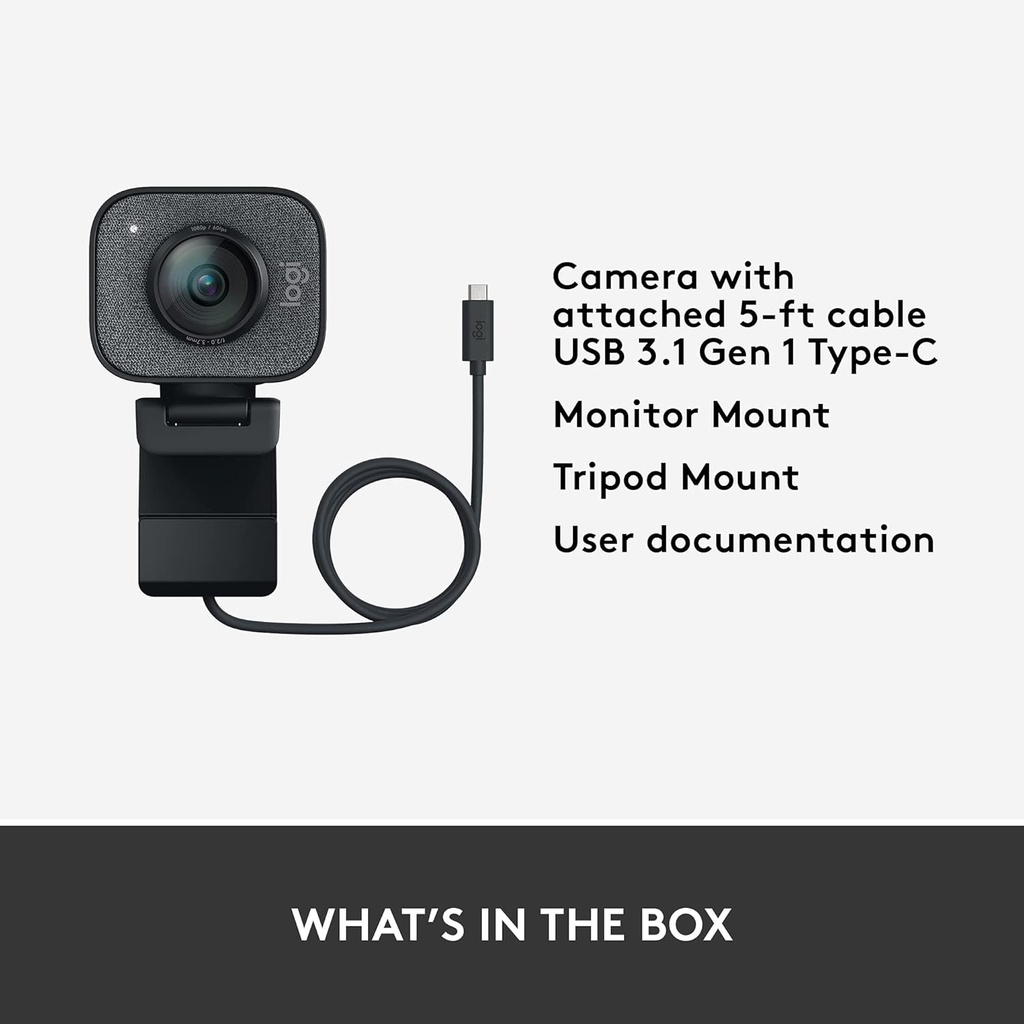 Logitech StreamCam Premium Webcam para transmisión y creación de contenido, Full HD 1080p a 60 fps, funciona con Microsoft Teams, Google Meet, Zoom, nuevo modo GameChat del Nintendo Switch 2, para PC