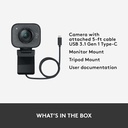 Logitech StreamCam Premium Webcam para transmisión y creación de contenido, Full HD 1080p a 60 fps, funciona con Microsoft Teams, Google Meet, Zoom, nuevo modo GameChat del Nintendo Switch 2, para PC