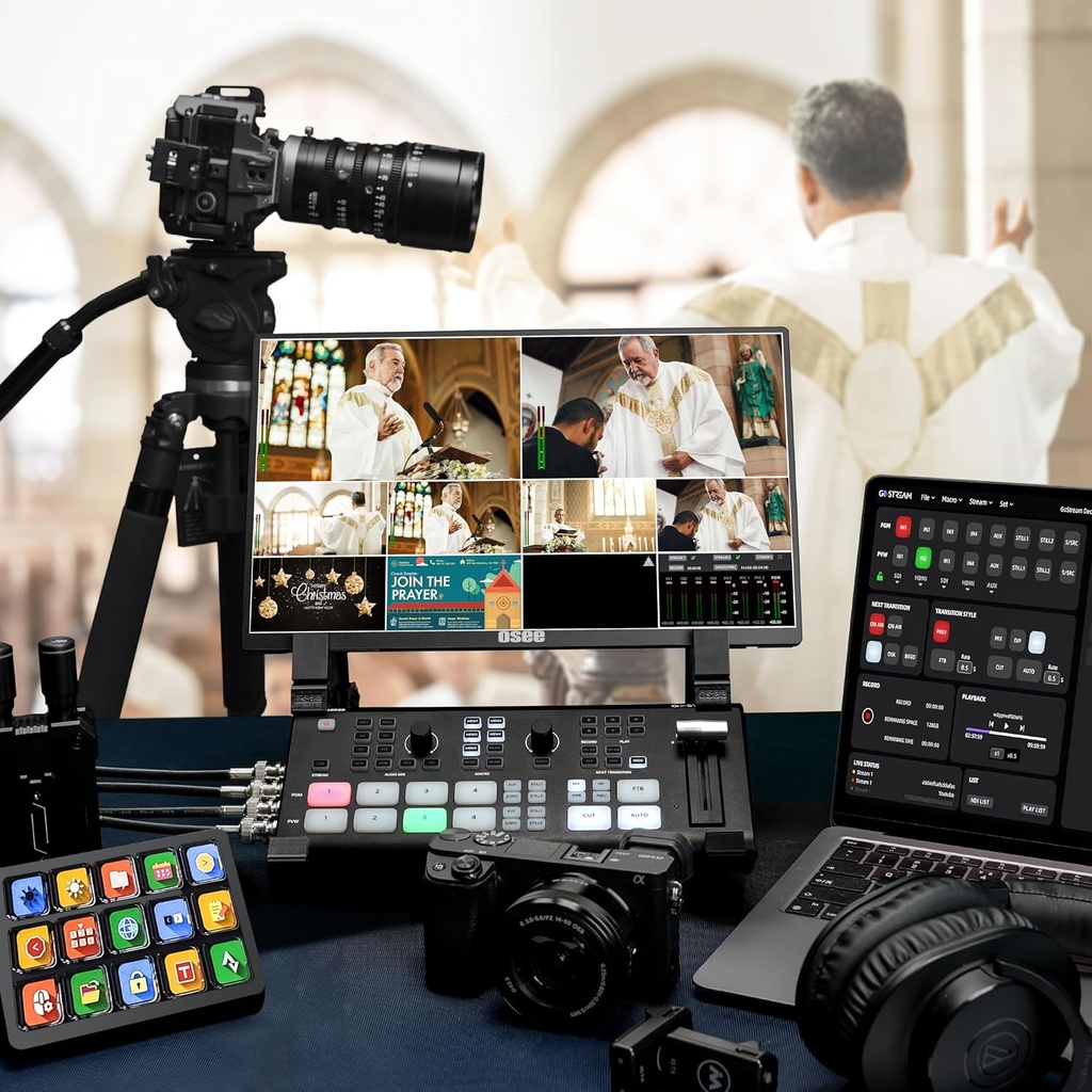 Osee GoStream Duet - Mezclador de video para transmisión en vivo de múltiples cámaras SDI y HDMI