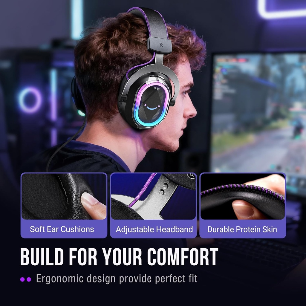 FIFINE Auriculares USB con cable para juegos PC H13