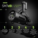 Shure SM7dB - Micrófono vocal dinámico con preamplificador integrado, micrófono de estudio para transmisión, podcasting y grabación, sonido suave, amplio rango de frecuencia, construcción robusta