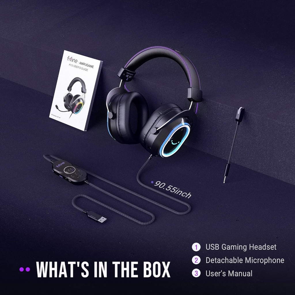 FIFINE Auriculares USB con cable para juegos PC H13