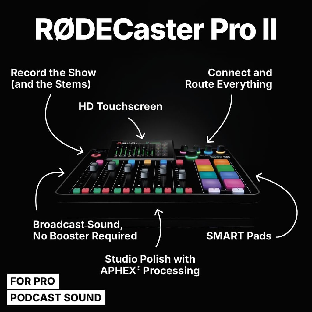 RØDE RØDECaster Pro II Solución de producción todo en uno para podcasting, streaming, producción de música y creación de contenido, color negro 