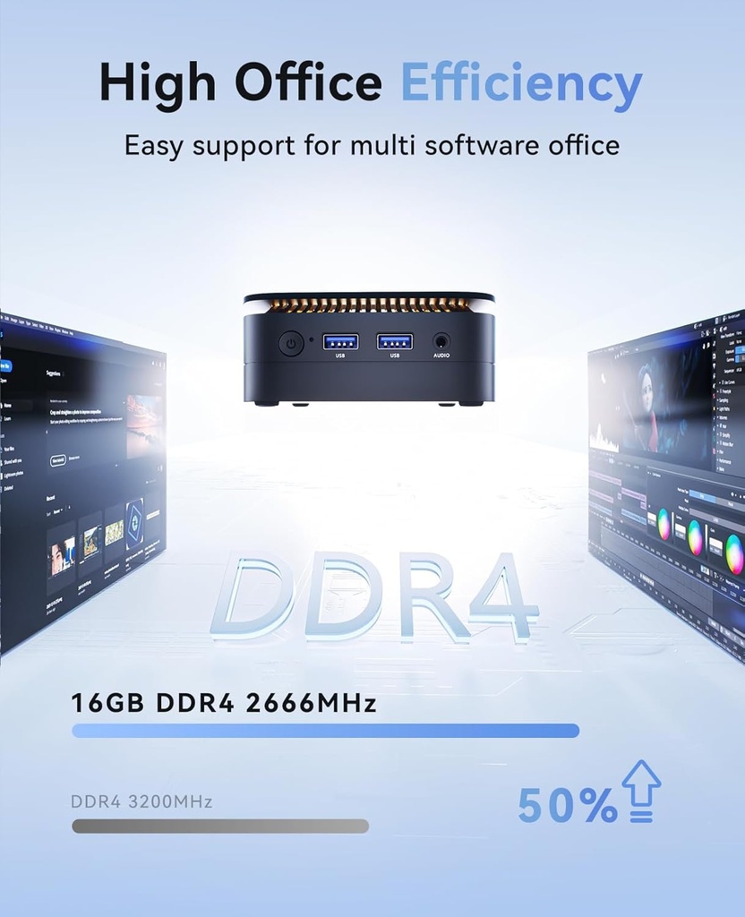 KAMRUI Essenx E1 N97 Mini PC, Dual 4K HDMI, 16GB RAM 256GB SSD, Gigabit Ethernet de alta velocidad Wi-Fi Bluetooth Ultra Silencioso