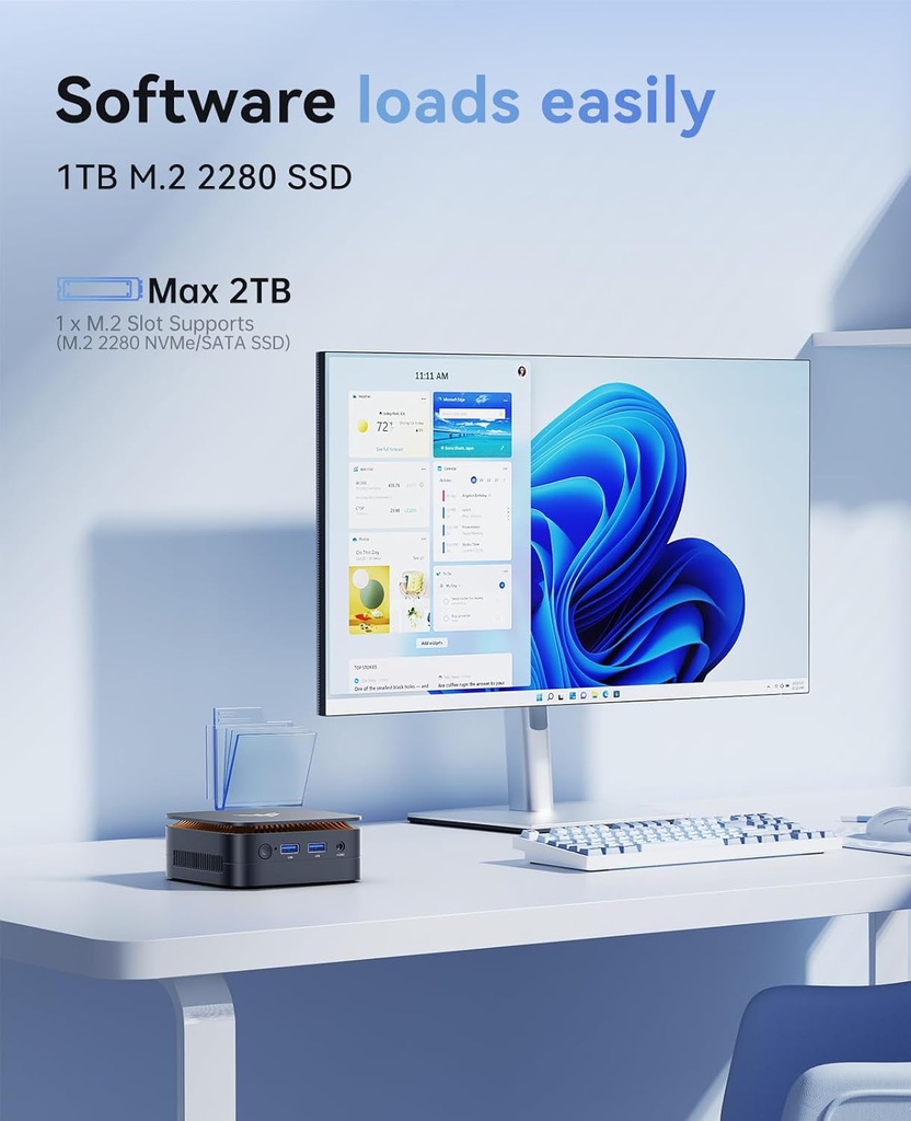 KAMRUI Essenx E1 N97 Mini PC, Dual 4K HDMI, 16GB RAM 256GB SSD, Gigabit Ethernet de alta velocidad Wi-Fi Bluetooth Ultra Silencioso