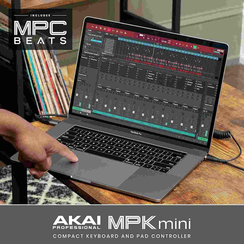 AKAI Professional MPK Mini MK3 - 25 Key USB MIDI Keyboard Controller With 8 Backlit Drum Pads, 8 Knobs and Music Production Software Included (White)