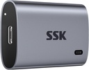 SSK 512GB SSD Disco Duro Externo, SSD Portátil Hasta 550MB/s Unidades de Estado Sólido Externas, USB 3.2 Gen2 para iPhone 15/16 Pro, Win, Mac, Android con Luz LED, Trim, Soporte Inteligente 