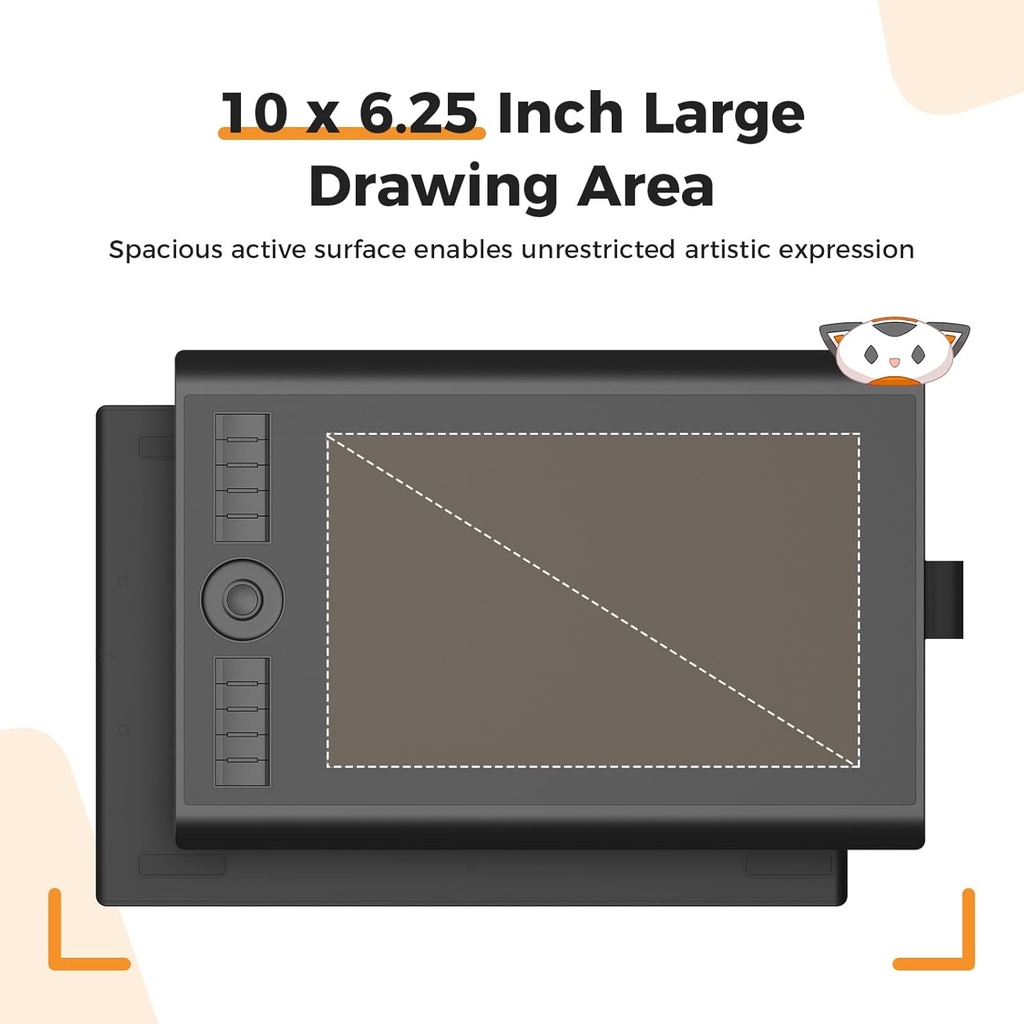 GAOMON M10K - Tableta de dibujo, tableta gráfica grande de 10 x 6 pulgadas con anillo táctil, 8192 niveles sin batería, 10 teclas de acceso rápido, tableta artística para diseño, escritura, edición,
