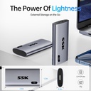 SSK Disco Duro Externo SSD de 1TB, SSD Portátil de Hasta 550MB/s Unidades de Estado Sólido Rápidas, Unidad Externa USB 3.2 Gen2 para iPhone 15/Pro, Windows, Mac, Android con Luz LED, Trim, Smart