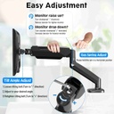 MOUNTUP Single Monitor Desk Mount, Adjustable Gas Spring Monitor Arm Support Max 32 Inch, 4.4-17.6lbs Screen, Computer Monitor Stand Holder with Clamp/Grommet Mounting Base, VESA Mount Bracket, MU0004