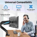 MOUNTUP Single Monitor Desk Mount, Adjustable Gas Spring Monitor Arm Support Max 32 Inch, 4.4-17.6lbs Screen, Computer Monitor Stand Holder with Clamp/Grommet Mounting Base, VESA Mount Bracket, MU0004