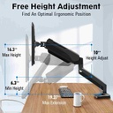 MOUNTUP Single Monitor Desk Mount, Adjustable Gas Spring Monitor Arm Support Max 32 Inch, 4.4-17.6lbs Screen, Computer Monitor Stand Holder with Clamp/Grommet Mounting Base, VESA Mount Bracket, MU0004