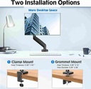 MOUNTUP Single Monitor Desk Mount, Adjustable Gas Spring Monitor Arm Support Max 32 Inch, 4.4-17.6lbs Screen, Computer Monitor Stand Holder with Clamp/Grommet Mounting Base, VESA Mount Bracket, MU0004