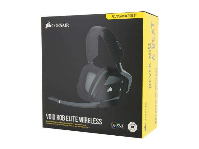 Corsair VOID RGB ELITE Wireless USB Type-A Connector Circumaural Premium Gaming Headset with 7.1 Surround Sound, Carbon
