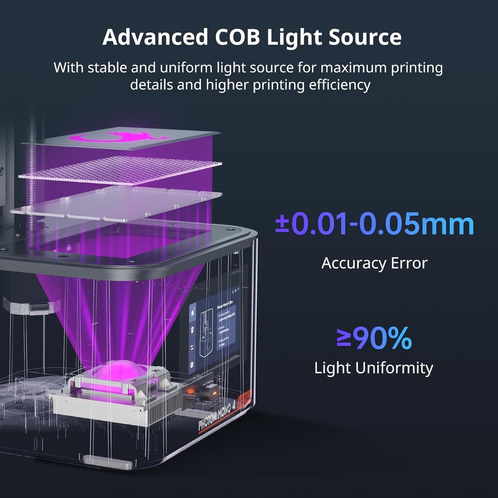 ANYCUBIC Impresora de resina 10K 3D, Photon Mono 4 Ultra con pantalla LCD mono de 7’’ y fuente de luz COB, velocidad máxima de impresión de hasta 120mm/h, pantalla táctil HD con 8 idiomas, tamaño de