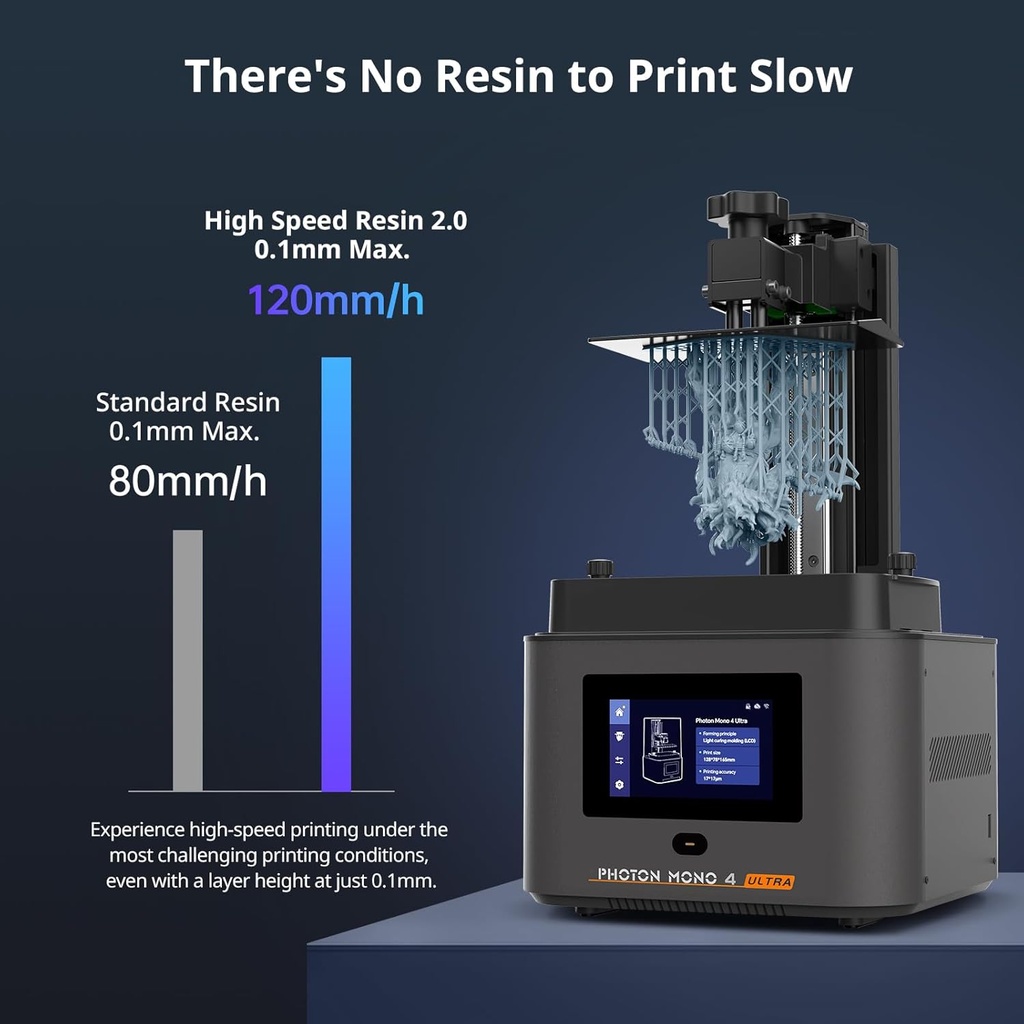 ANYCUBIC Impresora de resina 10K 3D, Photon Mono 4 Ultra con pantalla LCD mono de 7’’ y fuente de luz COB, velocidad máxima de impresión de hasta 120mm/h, pantalla táctil HD con 8 idiomas, tamaño de