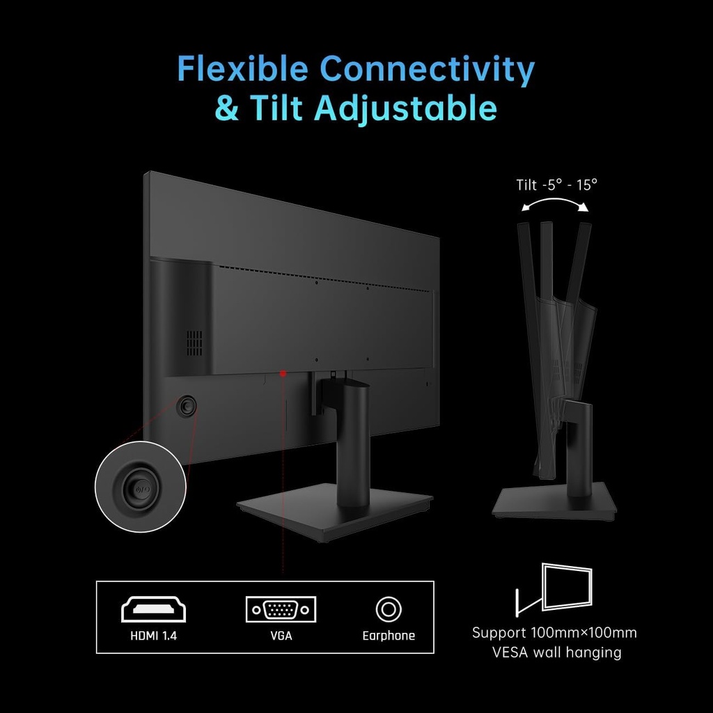 KTC Monitor de computadora Full HD 1080P de 24 pulgadas, para juegos de 100 Hz