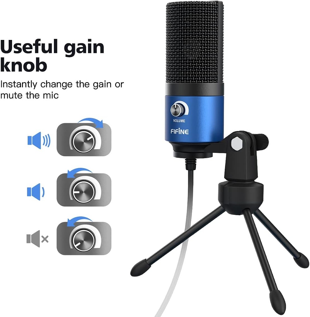 Microfono FIFINE K669L USB De Condensador Cardioide Para PC, PS4, Mac - Para Streaming, Podcast, Twitch. (BLUE)