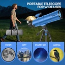 Telescopio para niños y adultos, 3.543 in de apertura, 21.654 in, telescopio astronómico profesional para adultos de alta potencia, telescopios de viaje portátiles para principiantes con 