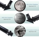 ToyerBee Telescopio para adultos y niños, 70mm de apertura (15X-150X) telescopios refractores portátiles para principiantes de astronomía, telescopio profesional de viaje de 300mm con adaptador para