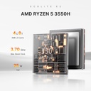 BOSGAME E2 Mini PC con AMD Ryzen 5 3550H, 16GB RAM 512GB NVMe SSD, pantallas triples vía USB-C y HDMI dual, Gigabit Ethernet, computadora de escritorio compacta para negocios, oficina y escuela