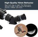 Celestron - Telescopio refractor portátil Travel Scope 70 - Apertura de 70 mm, óptica de vidrio totalmente recubierta - Incluye trípode, mochila y software - Ideal para principiantes y viajes 
