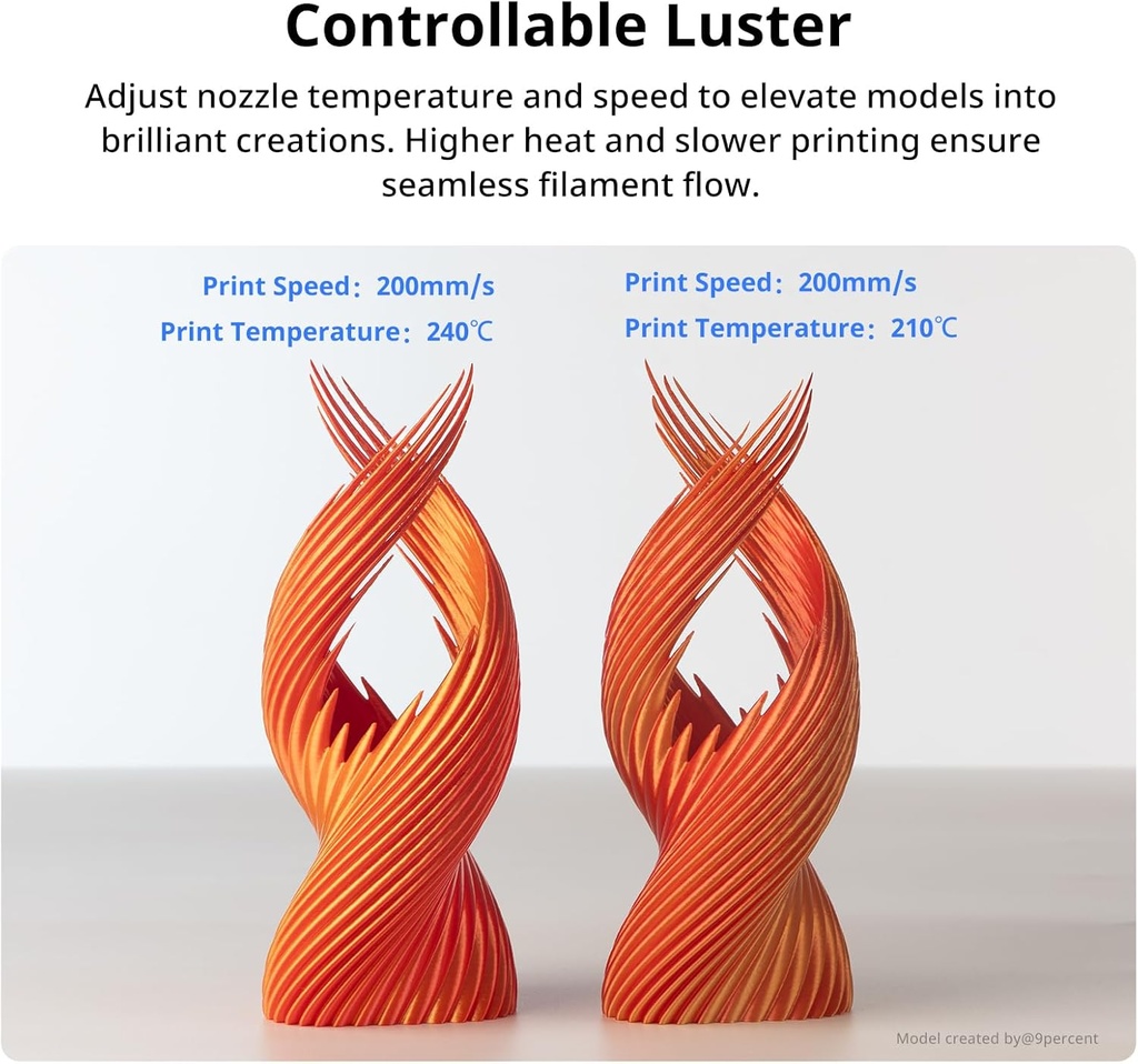 ANYCUBIC Filamento de Seda de Doble Color Pla, Filamento para Impresora 3D de Cambio de Color Coextrusión 2-en-1 de Cromo 1.75mm, Precisión Dimensional +/- 0.02mm, Textura de Seda, Carrete 
