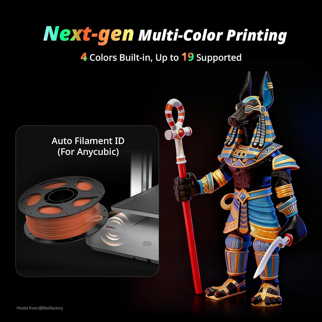 Anycubic Kobra X - Impresora 3D multicolor, fácil configuración con impresión nativa de 4 colores hasta 19 colores, impresión 3D rápida de 21.16 pulgadas/s, cámara AI, silenciosa 45 dB, FDM, perfecta