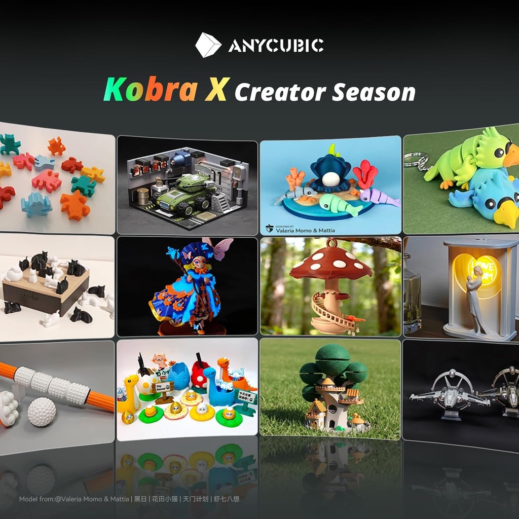 Anycubic Kobra X - Impresora 3D multicolor, fácil configuración con impresión nativa de 4 colores hasta 19 colores, impresión 3D rápida de 21.16 pulgadas/s, cámara AI, silenciosa 45 dB, FDM, perfecta