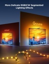 Govee Retroiluminación de TV 3 Lite con función de corrección de ojo de pez Sincronización a televisores de 75-85 pulgadas, tira de luces LED RGBICW Wi-Fi de 16.4 pies con cámara, 4 colores en 1