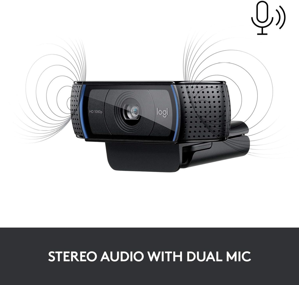 Webcam Logitech C920 Pro, Full HD de 1080p/30fps