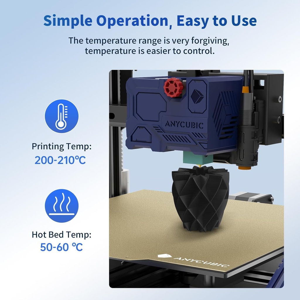 ANYCUBIC Paquete de filamento PLA de 1.75mm, filamento PLA para impresión 3D de 1.75mm, precisión dimensional +/- 0.02mm, carrete de 2.2 lbs (1KG), 2KG Negro+Negro 
