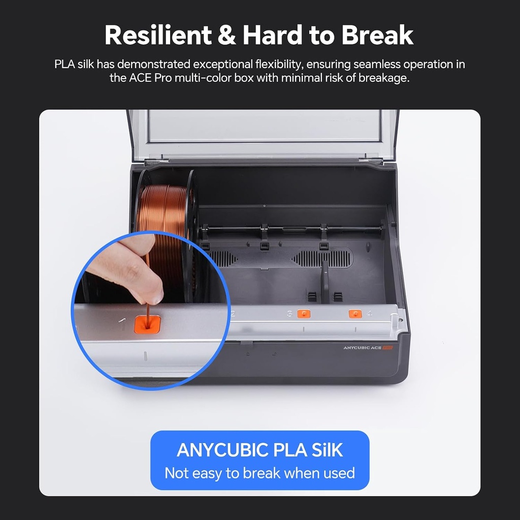 ANYCUBIC Filamento sedoso para impresora 3D, sin obstrucciones y brillante, filamento PLA de 1,75 mm, precisión dimensional de +/- 0,02 mm, carrete reutilizable de 1 kg (2,2 libras), oro sedoso