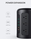 Regleta en Torre/Extensión de Alimentacion - Protector de sobretensiones 1500J - 12 Tomas CA + 3 USB Tipo A + 2 USB Tipo C - (HOYOKI)