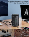 Regleta en Torre/Extensión de Alimentacion - Protector de sobretensiones 1500J - 12 Tomas CA + 3 USB Tipo A + 2 USB Tipo C - (HOYOKI)