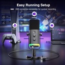 Microfono FIFINE AM8 Negro - Conexion XLR/USB - Iluminacion RGB - Con Conector para auriculares.