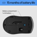 HP Ratón inalámbrico X3000 G3, negro, batería de 15 meses, empuñaduras laterales para control, apto para viajes, LED azul, potente sensor óptico de 1600 DPI, compatible con Wins PC/laptop, Mac,