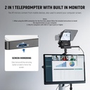 NEEWER Teleprompter 2 en 1 de 11 pulgadas con monitor para Windows MacOS, compatible con duplicación de pantalla, indicador portátil para cámara, teléfono móvil, cámara web para YouTube Twitch Live Streaming Conference, X11 