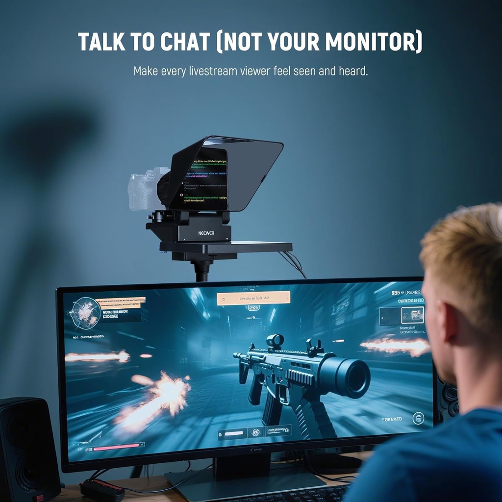 NEEWER Teleprompter 2 en 1 de 11 pulgadas con monitor para Windows MacOS, compatible con duplicación de pantalla, indicador portátil para cámara, teléfono móvil, cámara web para YouTube Twitch Live Streaming Conference, X11 
