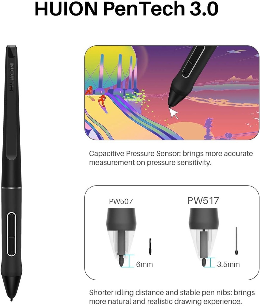 Tablet De Dibujo/Diseño - HUION KAMVAS 22 - Con Pantalla 21.5&quot; Full HD - 120% sRGB - Windows PC, Mac, Android