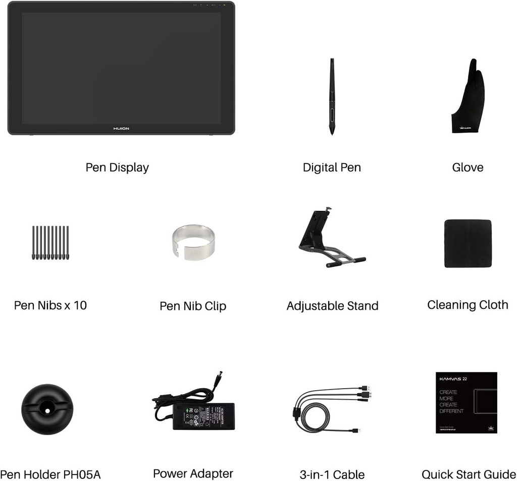 Tablet De Dibujo/Diseño - HUION KAMVAS 22 - Con Pantalla 21.5&quot; Full HD - 120% sRGB - Windows PC, Mac, Android
