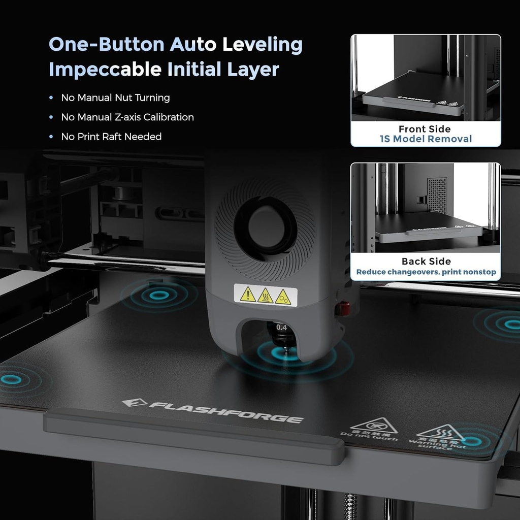Impresora 3D FLASHFORGE Adventurer 5M - Nivelación automática, impresión de alta velocidad máxima de 23.622 in/s, extrusora directa de 536.0 °F con boquilla desmontable 3S.